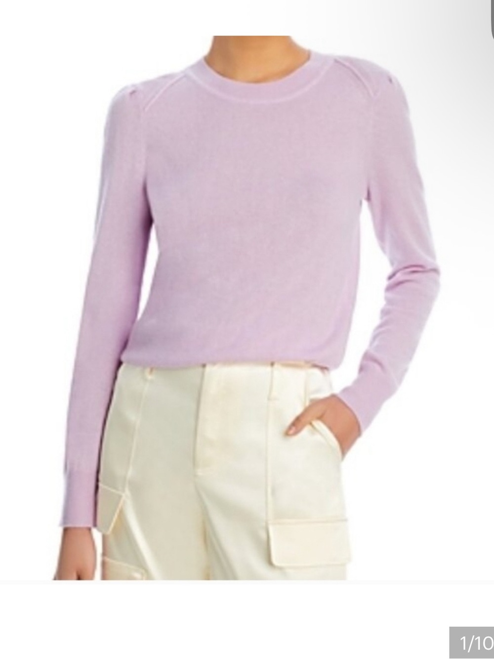 Aqua cashmere Lilac lavender Crewneck Sweater S warm cozy